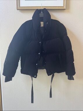 SAM New York black velvet puffer goose down jacket size M